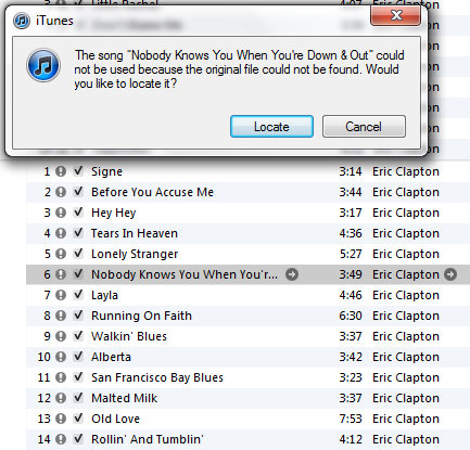 iTunes "Song Not Found"